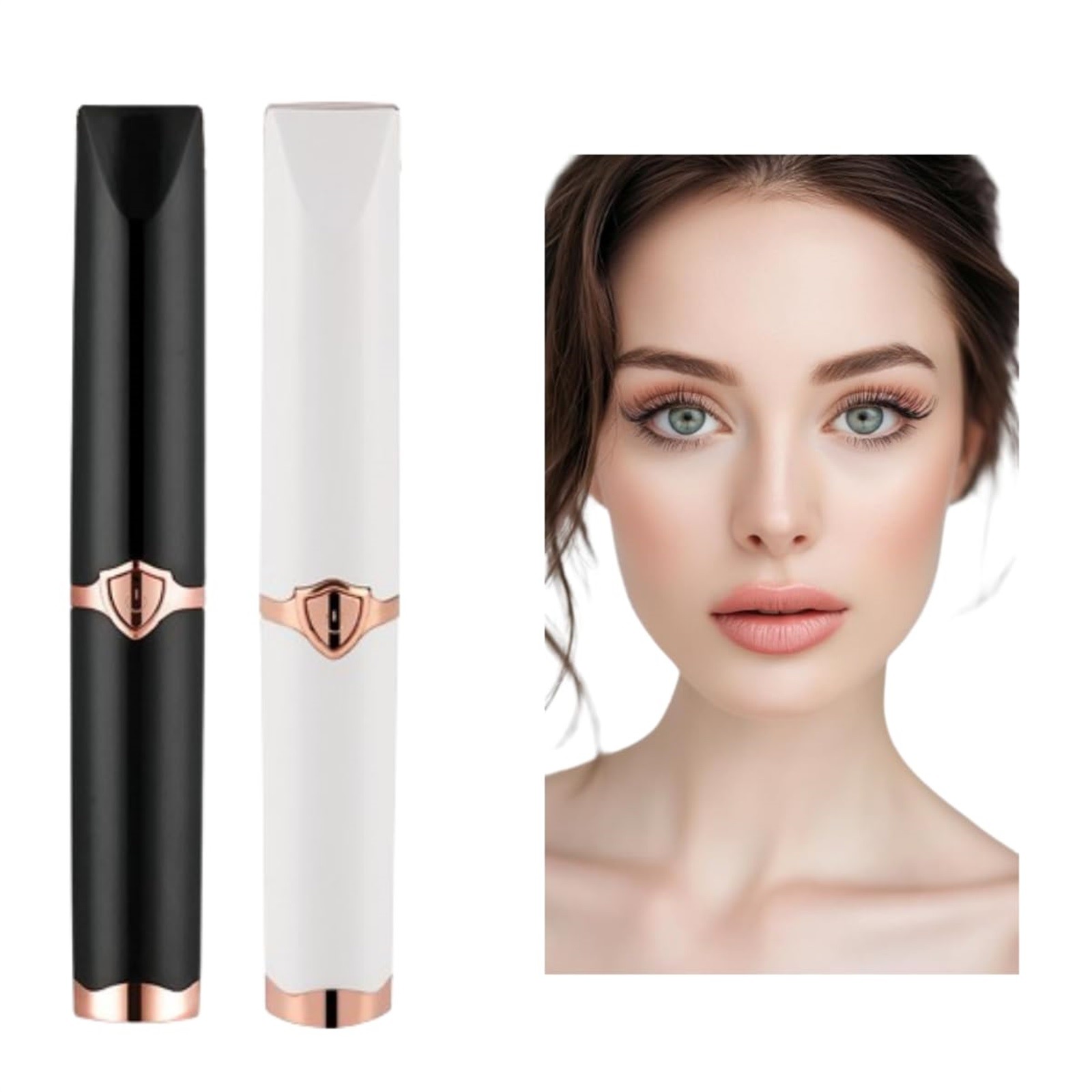 iZZZHH Electric Eyelash Curler Heated Eyelash Curler Hot Curler Portable Rechargeable Models Long-Lasting Styling,Black and White,2pc